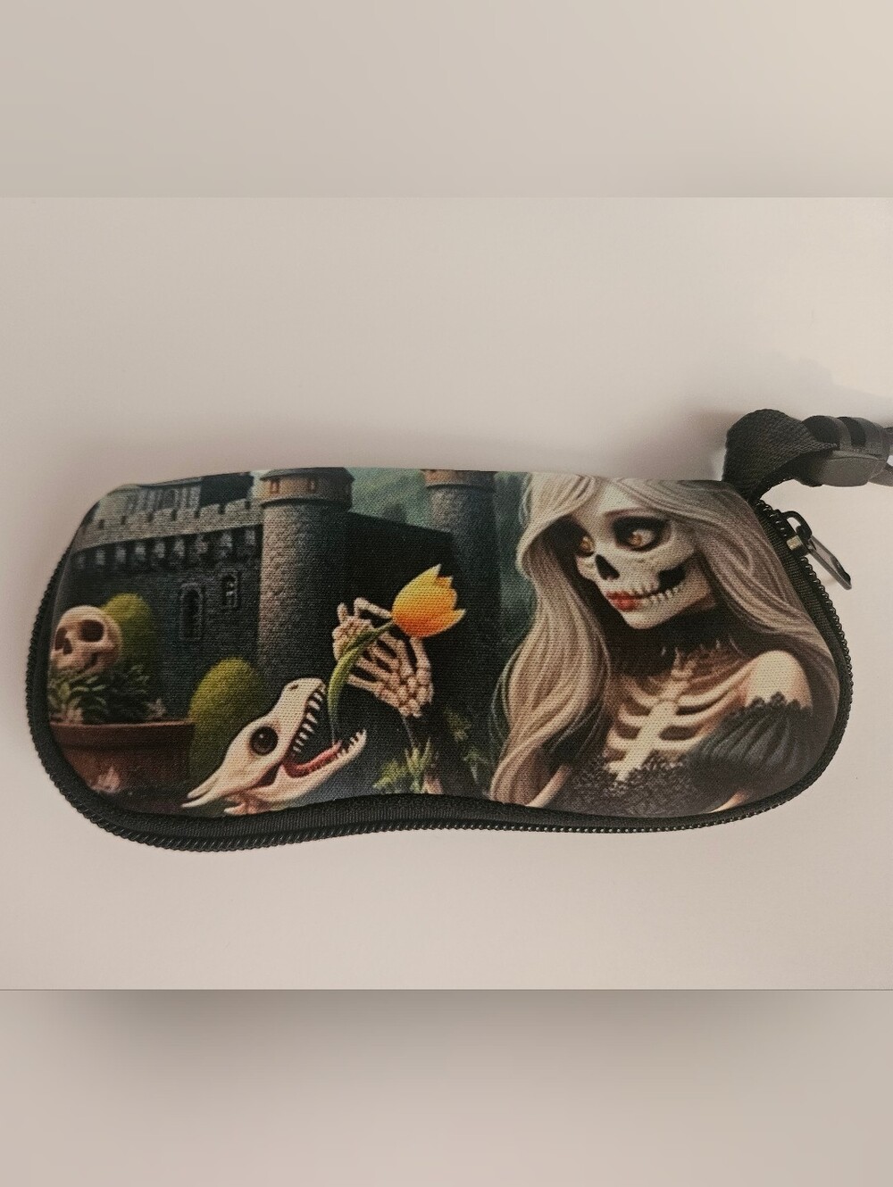 Women’s Gothic Skeleton Print Glasses Case